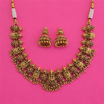 Antique Temple Necklace with Matte Gold Plating