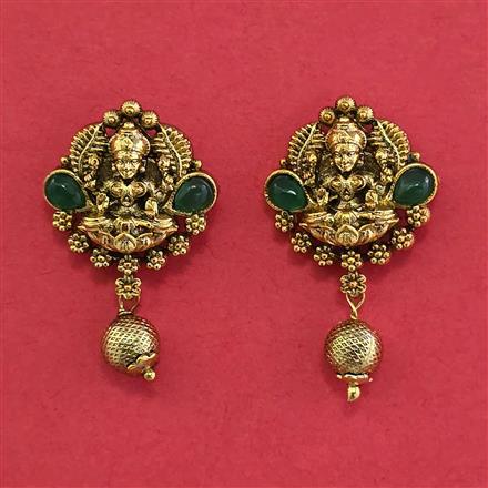 Antique Temple Earring with Matte Gold Plating