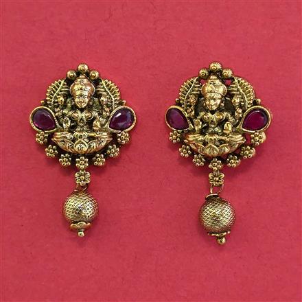 Antique Temple Earring with Matte Gold Plating