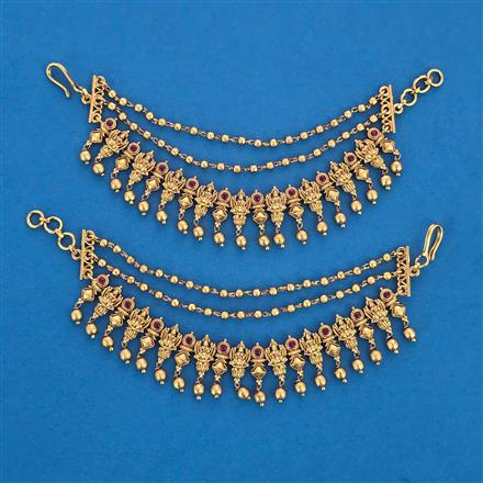 Antique Temple Ear Chain with Matte Gold Plating