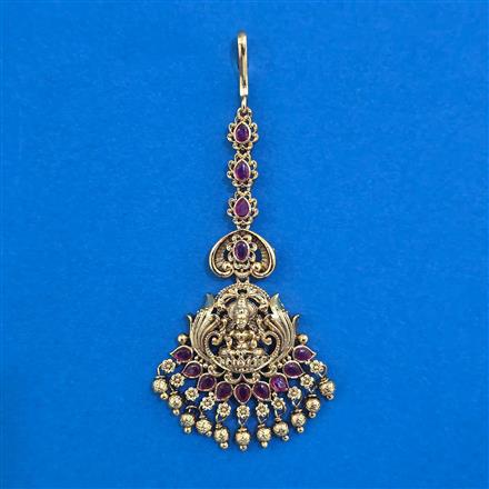 Antique Temple Tikka with Matte Gold Plating
