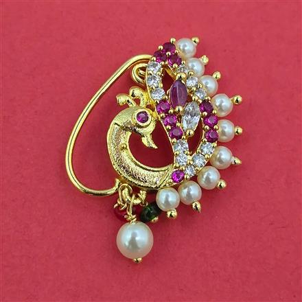 Antique Moti Nose Ring with Gold Plating