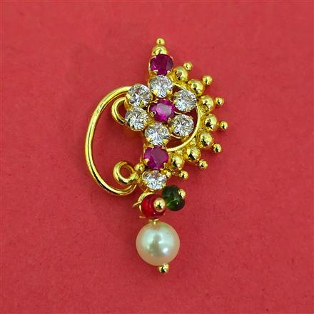 Antique Moti Nose Ring with Gold Plating