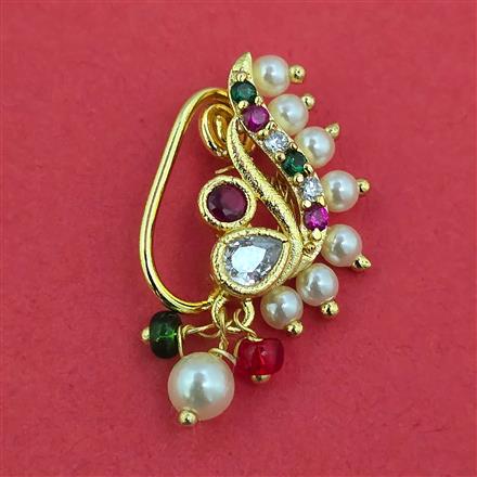 Antique Moti Nose Ring with Gold Plating