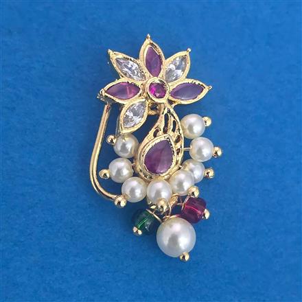 Antique Moti Nose Ring with Gold Plating