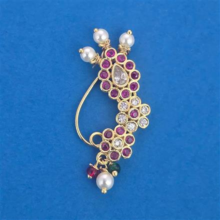 Antique Moti Nose Ring with Gold Plating