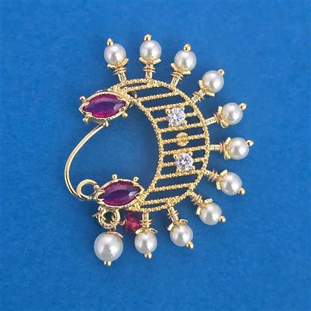 Antique Moti Nose Ring with Gold Plating