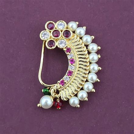 Antique Moti Nose Ring with Gold Plating