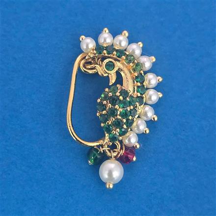 Antique Moti Nose Ring with Gold Plating