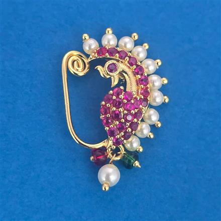Antique Moti Nose Ring with Gold Plating
