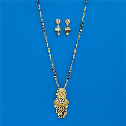 Antique Long Mangalsutra with Matte Gold Plating
