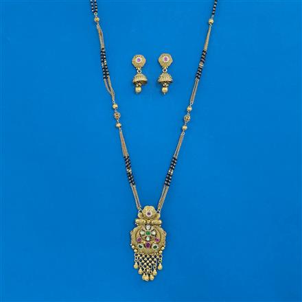Antique Long Mangalsutra with Matte Gold Plating