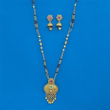 Antique Long Mangalsutra with Matte Gold Plating