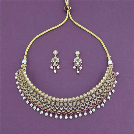 Antique Mukut Necklace with Matte Gold Plating