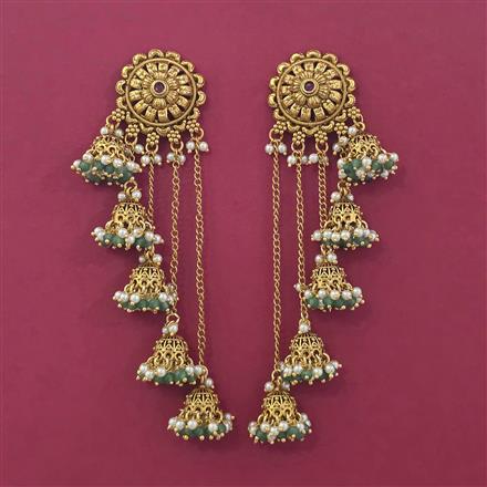 Antique Long Earring with Matte Gold Plating