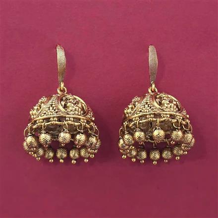 Antique Temple Earring with Matte Gold Plating