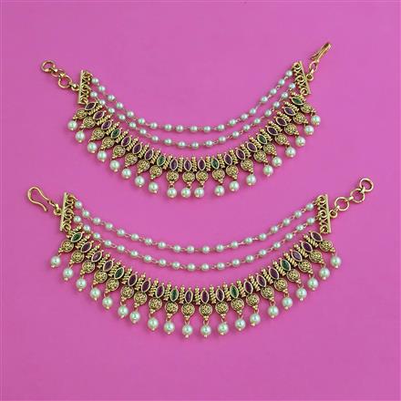 Antique Classic Ear Chain with Matte Gold Plating