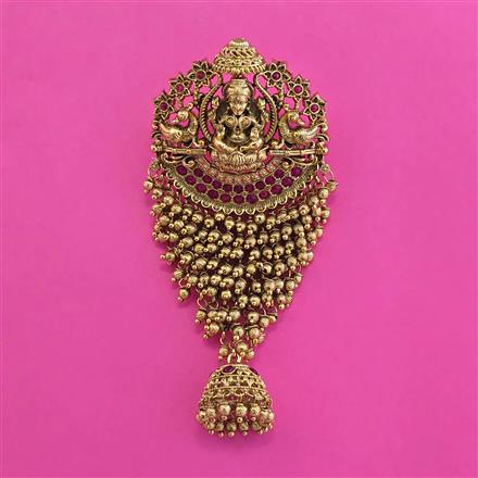 Antique Temple Hair Brooch with Matte Gold Plating