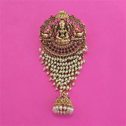 Antique Temple Hair Brooch with Matte Gold Plating
