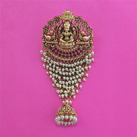 Antique Temple Hair Brooch with Matte Gold Plating