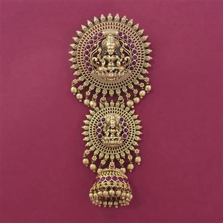 Antique Temple Hair Brooch with Matte Gold Plating