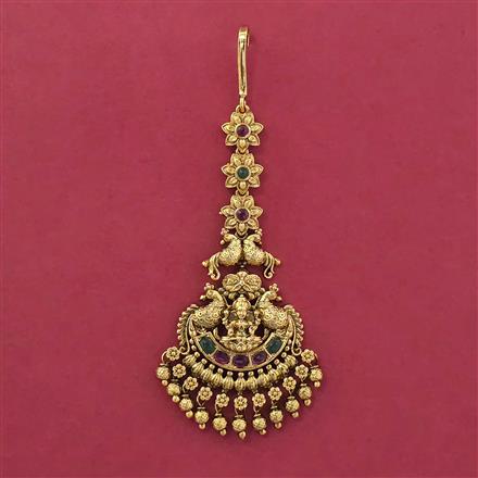Antique Temple Tikka with Matte Gold Plating