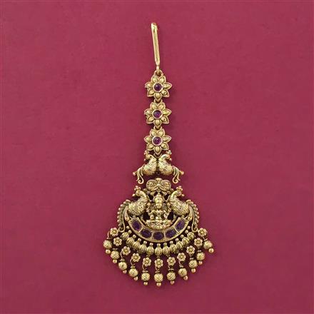 Antique Temple Tikka with Matte Gold Plating