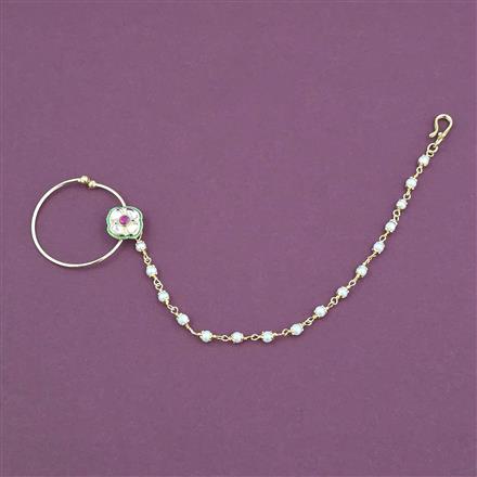 Antique Pearl Nose Ring with Gold Plating