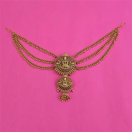 Antique Temple Hair Brooch with Matte Gold Plating