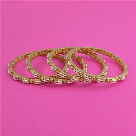 Antique 4 Pc Moti Bangles with Gold Plating