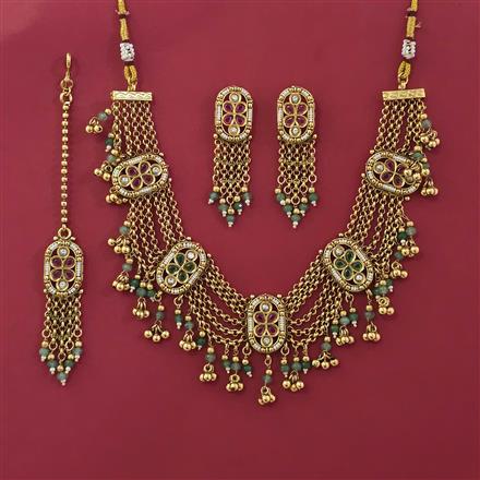 Antique Moti Necklace with Gold Plating