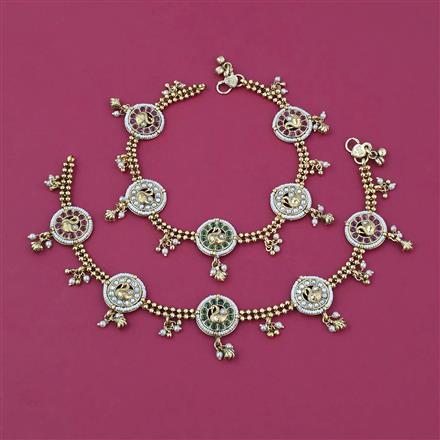 Antique Moti Payal with Gold Plating