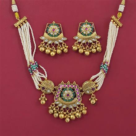 Antique Moti Necklace with Gold Plating