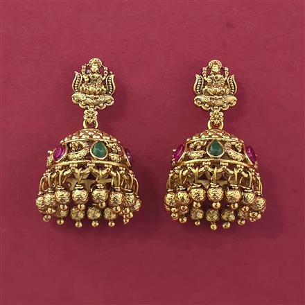 Antique Temple Earring with Matte Gold Plating
