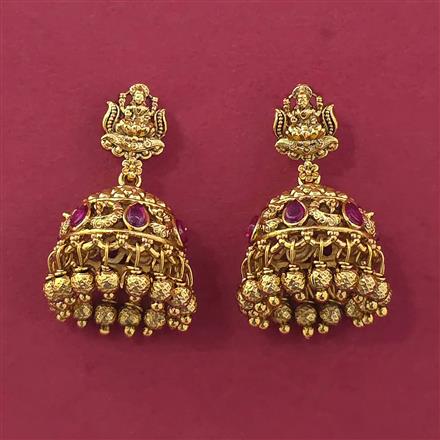 Antique Temple Earring with Matte Gold Plating