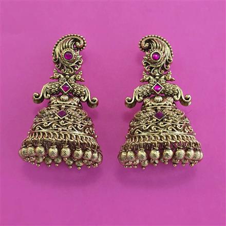 Antique Jhumki with Matte Gold Plating