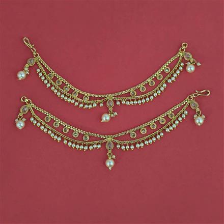 Antique Moti Ear Chain with Gold Plating
