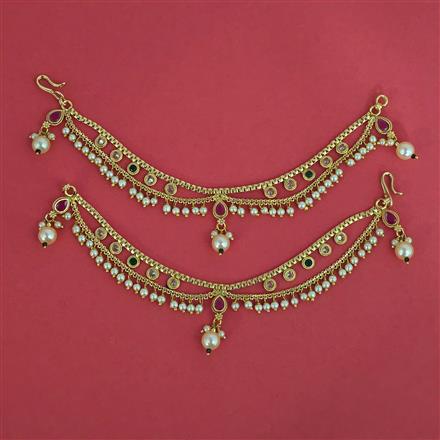 Antique Moti Ear Chain with Gold Plating