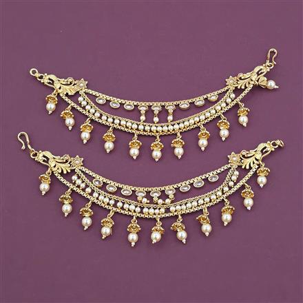 Antique Pearl Ear Chain with Gold Plating