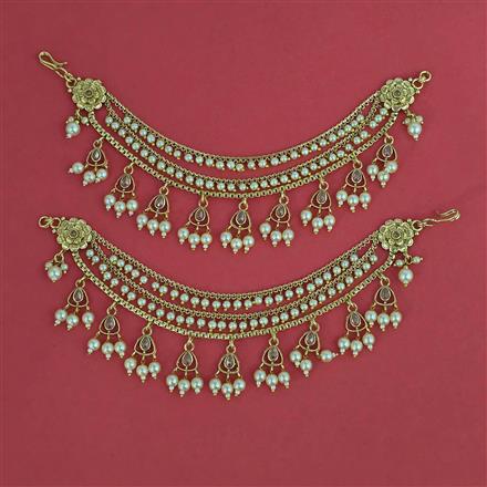 Antique Moti Ear Chain with Gold Plating