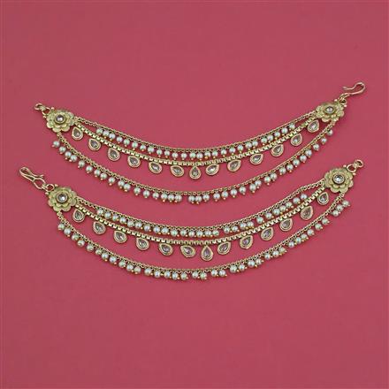 Antique Moti Ear Chain with Gold Plating