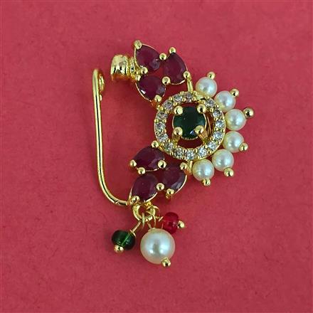 Antique Moti Nose Ring with Gold Plating
