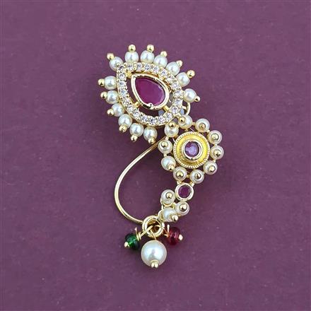 Antique Pearl Nose Ring with Gold Plating