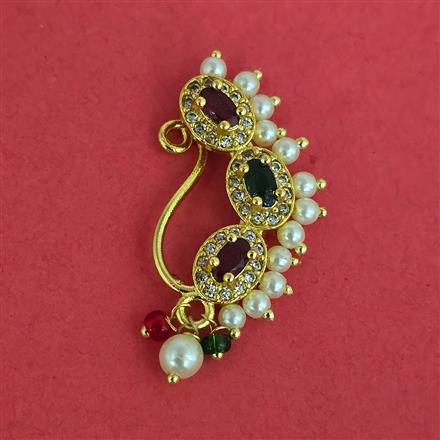 Antique Moti Nose Ring with Gold Plating