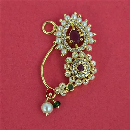 Antique Pearl Nose Ring with Gold Plating