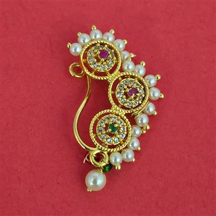 Antique Pearl Nose Ring with Gold Plating
