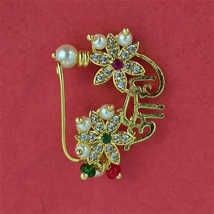 Antique Pearl Nose Ring with Gold Plating