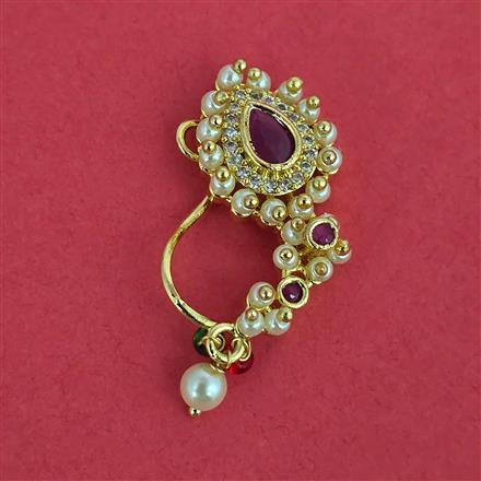 Antique Pearl Nose Ring with Gold Plating