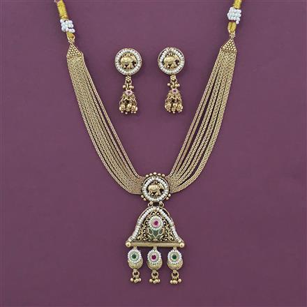 Antique Pearl Necklace with Matte Gold Plating
