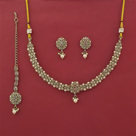 Antique Pearl Necklace with Mehndi Plating